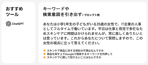 キーワードや検索意図を引き出すプロンプト例