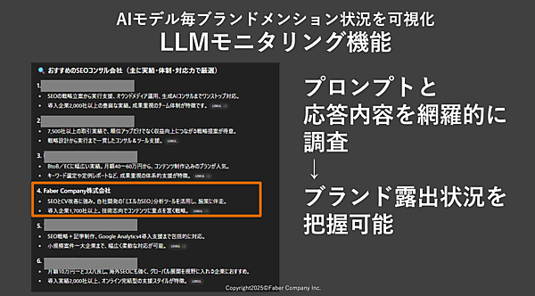 AIモデルごとに表示順位を取得して可視化する機能を持つ