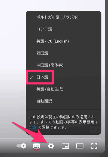 字幕設定