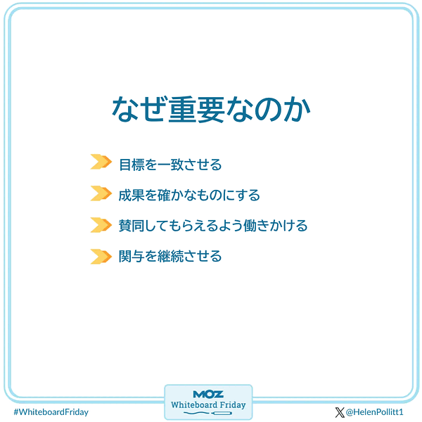 ホワイトボードの一部を抜き出した画像で、このフレームワークが重要である理由が書かれている。内容の解説がこのあとの本文にある。
