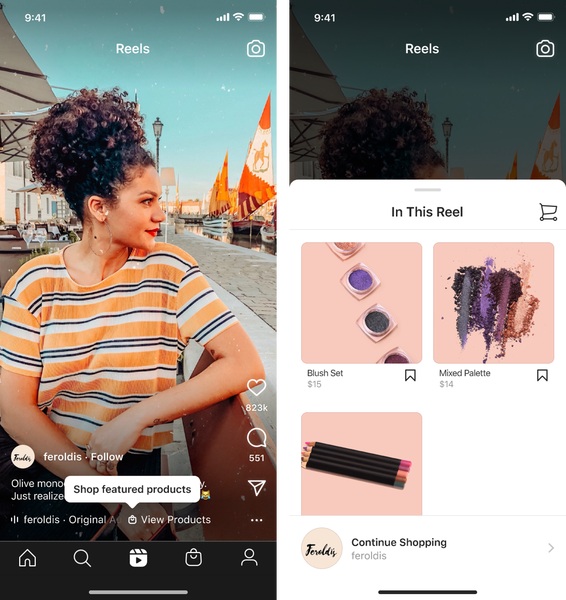 Instagramの短尺動画「リール」でもショッピングが可能に
